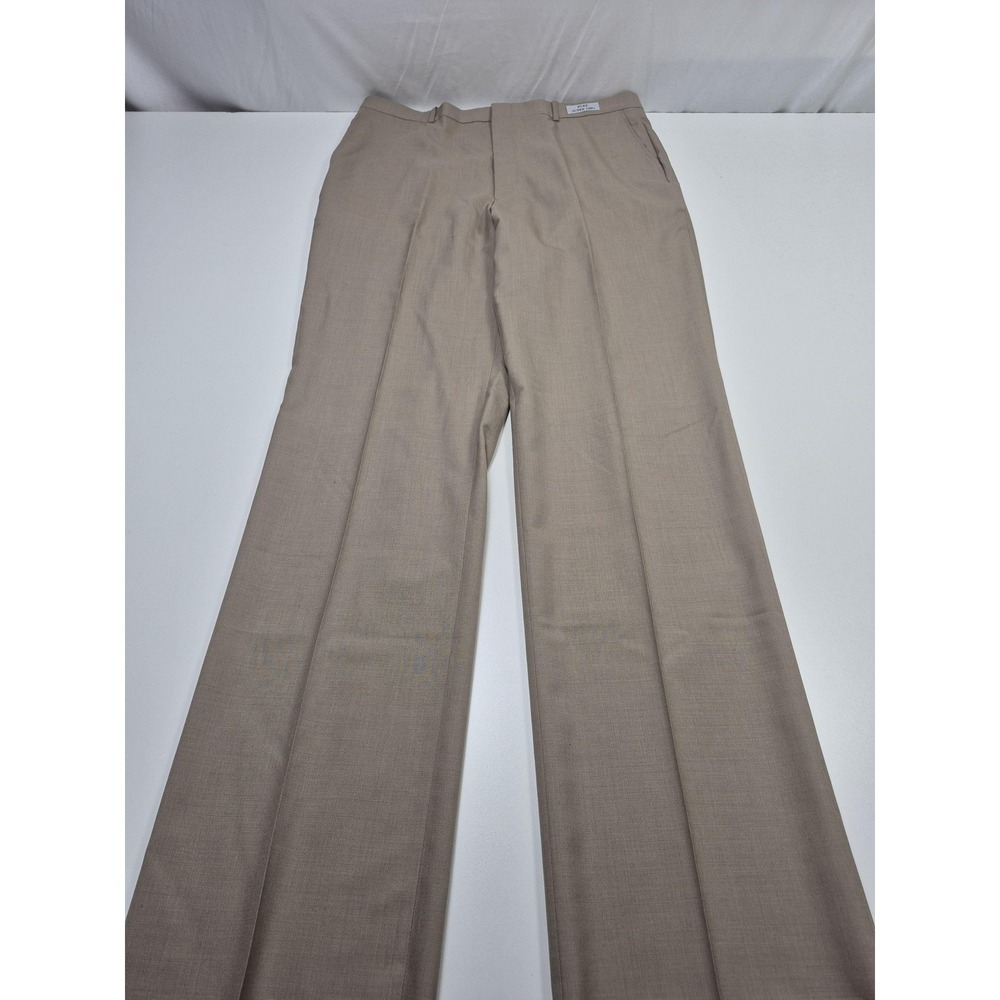 Asher Dress Pants Mens 38x36 Beige Super 100s Wool Flat Front Unhemmed NWT